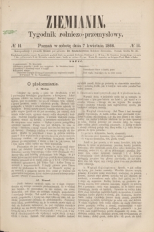 Ziemianin : tygodnik rolniczo-przemysłowy. 1866, № 14 (7 kwietnia)