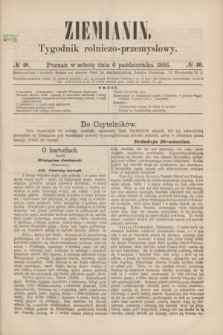 Ziemianin : tygodnik rolniczo-przemysłowy. 1866, № 40 (6 pażdziernika)