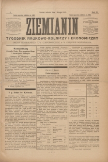 Ziemianin : tygodnik naukowo-rolniczy i ekonomiczny : Organ Centralnego Tow. Gospodarczego w Wielkiem Księstwie Poznańskiem. R.64, nr 5 (1 lutego 1913)