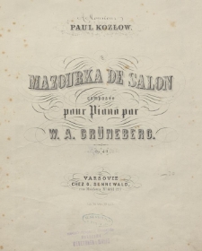 Mazourka de salon : composée pour piano : op. 40
