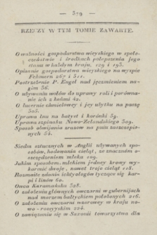 Dziennik Wileński. Nauki Stosowane do Rolnictwa, Rękodzieł, Sztuk, Rzemiosł, Gospodarstwa, i Handlu. T.3, Rzeczy w tym tomie zawarte (1826)
