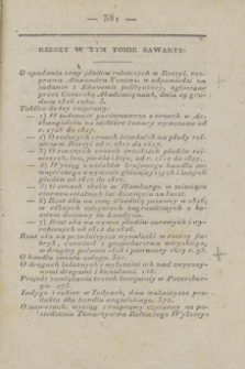 Dziennik Wileński. Nauki Stosowane do Rolnictwa, Rękodzieł, Sztuk, Rzemiosł, Gospodarstwa, i Handlu. T.10, Rzeczy w tym tomie zawarte (1830)