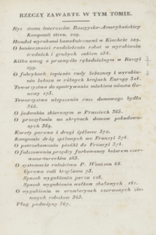 Dziennik Wileński. Nauki Stosowane do Rolnictwa, Rękodzieł, Sztuk, Rzemiosł, Gospodarstwa, i Handlu. T.11, Rzeczy w tym tomie zawarte (1830)