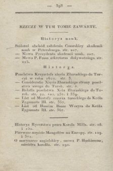 Dziennik Wileński. Historya i Literatura. T.3, Rzeczy w tym tomie zawarte (1827)