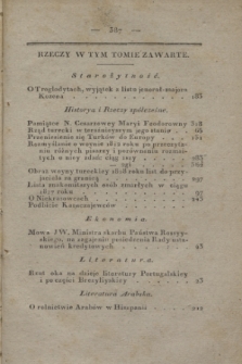 Dziennik Wileński. Historya i Literatura. T.6, Rzeczy w tym tomie zawarte (1828)