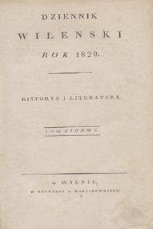 Dziennik Wileński. Historya i Literatura. T.7 (styczeń 1829)