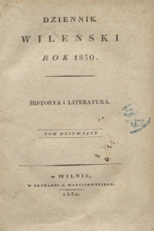 Dziennik Wileński. Historya i Literatura. T.9 ([styczeń] 1830)