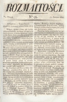 Rozmaitości : oddział literacki Gazety Lwowskiej. 1822, nr 92