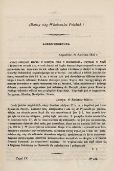 Wiadomości Polskie. R. 1, 1855, cz. 4, nr 3