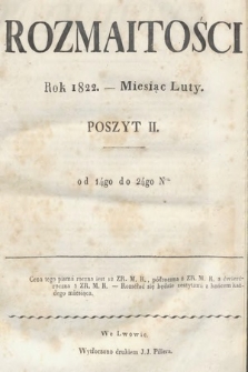 Rozmaitości : oddział literacki Gazety Lwowskiej. 1822. Poszyt II, treść rzeczy (nr 14-24)