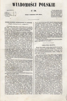 Wiadomości Polskie. R. 3, 1856, nr 39