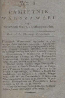 Pamiętnik Warszawski : czyli dziennik nauk i umieiętności. 1815, T.1, ner 4 (kwiecień) + dod.
