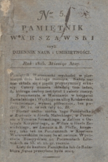 Pamiętnik Warszawski : czyli dziennik nauk i umieiętności. 1815, T.2, ner 5 (maj) + dod.
