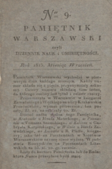 Pamiętnik Warszawski : czyli dziennik nauk i umieiętności. 1815, T.3, ner 9 (wrzesień)