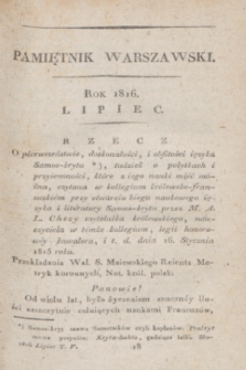 Pamiętnik Warszawski : czyli dziennik nauk i umieiętności. 1816, [T.5], [7] (lipiec)