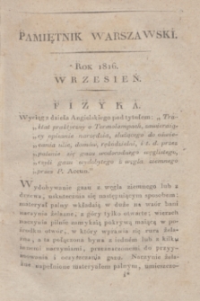 Pamiętnik Warszawski : czyli dziennik nauk i umieiętności. 1816, [T.6], [9] (wrzesień) + wkładka