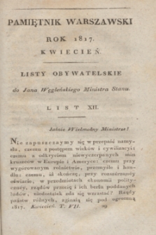 Pamiętnik Warszawski : czyli dziennik nauk i umieiętności. [R.3], [T.7], [4] (kwiecień 1817) + wkładka