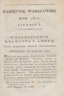 Pamiętnik Warszawski : czyli dziennik nauk i umieiętności. [R.3], [T.8], [8] (sierpień 1817)