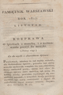 Pamiętnik Warszawski : czyli dziennik nauk i umieiętności. [R.3], [T.9], [11] (listopad 1817) + wkładka