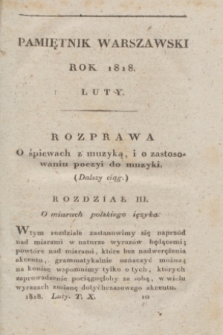 Pamiętnik Warszawski : czyli dziennik nauk i umieiętności. [R.4], [T.10], [2] (luty 1818)