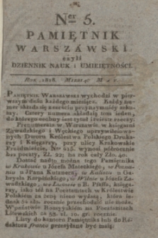 Pamiętnik Warszawski : czyli dziennik nauk i umieiętności. [R.4], [T.11], Ner 5 (maj 1818)