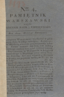 Pamiętnik Warszawski. R.5, T.13, Ner 4 (kwiecień 1819) + wkładka
