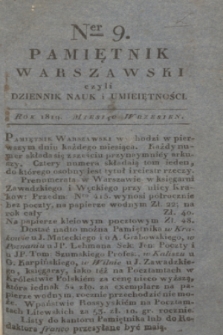 Pamiętnik Warszawski. R.5, T.15, ner 9 (wrzesień 1819) + dod.