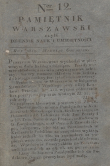 Pamiętnik Warszawski. R.5, T.15, ner 12 (grudzień 1819) + dod.
