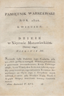Pamiętnik Warszawski. R.6, T.16, [ner 4] (kwiecień 1820)