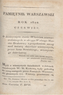 Pamiętnik Warszawski. R.6, T.17, [Ner 6] (czerwiec 1820) + wkładka