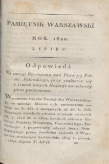 Pamiętnik Warszawski. R.6, T.17, [ner 7] (lipiec 1820) + wkładka