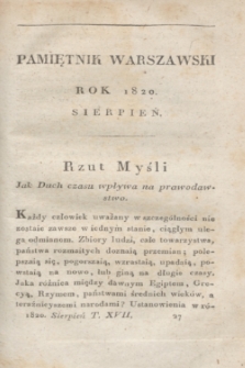 Pamiętnik Warszawski. R.6, T.17, [ner 8] (sierpień 1820)