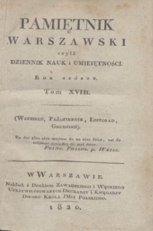 Pamiętnik Warszawski. R.6, T.18, [ner 9] (wrzesień 1820)