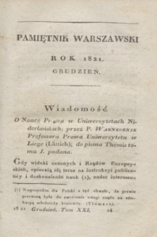 Pamiętnik Warszawski. R.7, T.21, [Ner 12] (grudzień 1821) + wkładka