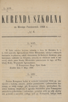 Kurenda Szkolna za Miesiąc Październik 1868, № 6