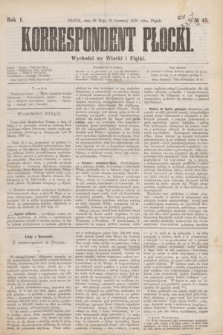 Korrespondent Płocki : wychodzi we Wtorki i Piątki. R.1, № 45 (9 czerwca 1876)