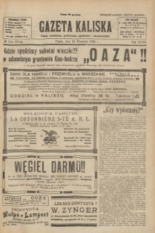 Gazeta Kaliska : pismo codzienne, polityczne, społeczne i ekonomiczne. R.32, № 214 (19 września 1924) = nr 7844