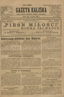 Gazeta Kaliska : pismo codzienne, polityczne, społeczne i ekonomiczne. R.34, nr 179 (7 sierpnia 1926) = nr 8407