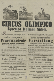 Circus Olimpico Equestro Italiano Sidoli przedstawienie z całkiem nowym programem