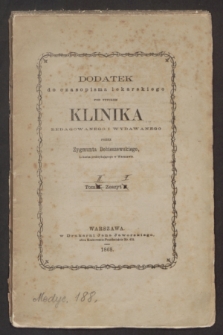 Dodatek do Czasopisma Lekarskiego pod Tytułem Klinika. T.2, Z.1 (1868)
