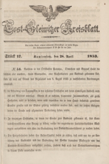 Tost-Gleiwitzer Kreisblatt. Jg.[11], Stück 17 (28 April 1853)