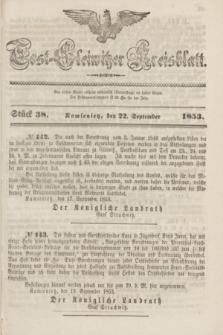 Tost-Gleiwitzer Kreisblatt. Jg.[11], Stück 38 (22 September 1853)