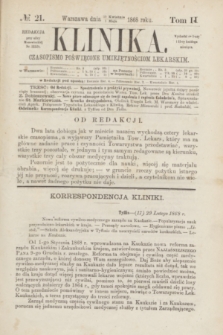 Klinika : czasopismo poświęcone umiejętnościom lekarskim. [R.2], T.2, № 21 (1 maja 1867/1868)