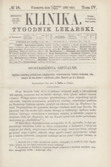 Klinika : czasopismo poświęcone umiejętnościom lekarskim. [R.3], T.4, № 18 (6 maja 1869)