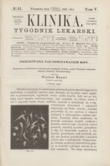 Klinika : tygodnik lekarski. [R.4], T.5, № 11 (9 września 1869)