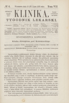 Klinika : tygodnik lekarski. [R.5], T.7, № 4 (28 lipca 1870)