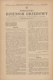 Powiatowy Dziennik Urzędowy Starostwa i Wydziału Powiatowego w Bochni. R.13, nr 5 (16 listopada 1927)