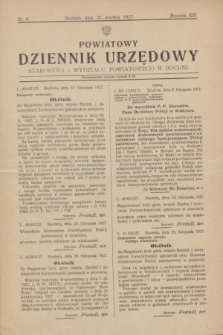 Powiatowy Dziennik Urzędowy Starostwa i Wydziału Powiatowego w Bochni. R.13, nr 6 (22 grudnia 1927)