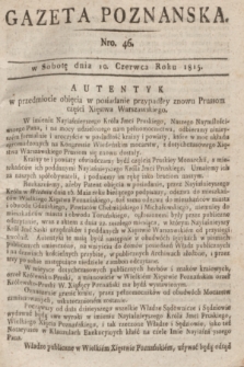 Gazeta Poznańska. 1815, Nro. 46 (10 czerwca) + dod.