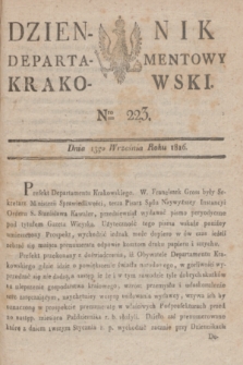 Dziennik Departamentowy Krakowski. 1816, Nro 223 (13 września)